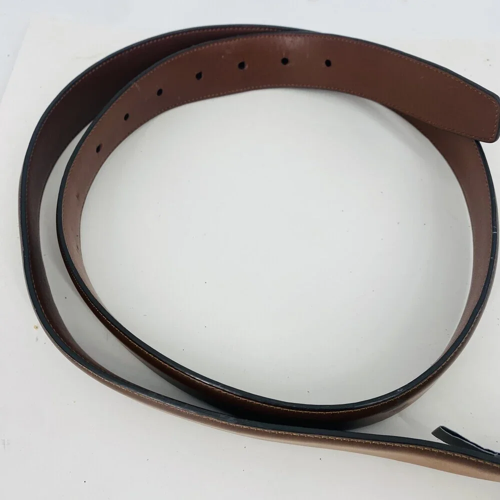 Perry Ellis Genuine Leather Congac Brown Belt Silver Fittings Size 40 Men's